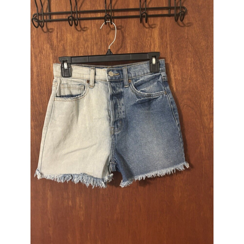 Cello Button Fly Raw Hem Two-tone Colorblock Shorts Size XS Extra Small